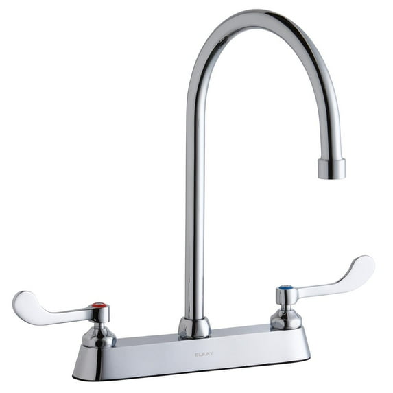 Elkay LK810GN08T4 Elkay 8" Centerset with Exposed Deck Faucet with 8" Gooseneck Spout 4" Wristblade Handles Chrome