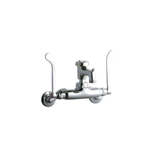 Elkay LK945BP03T6T Wall Mount Faucet 4 inch With Bucket Hook Polished Spout 3 inch And Wrist Blade Handle 6 inch