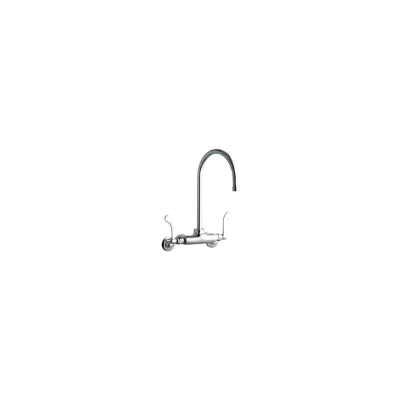 Elkay Foodservice 3-8" Adjustable Centers Wall Mount Faucet w/8" Gooseneck Spout 4" Wristblade Handles 2in Inlet