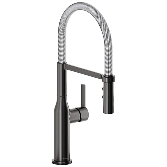 Elkay LKAV1061BKCR Avado Single Hole Kitchen Faucet with Semi-Professional Spout and Forward Only Lever Handle, Black Stainless and Chrome