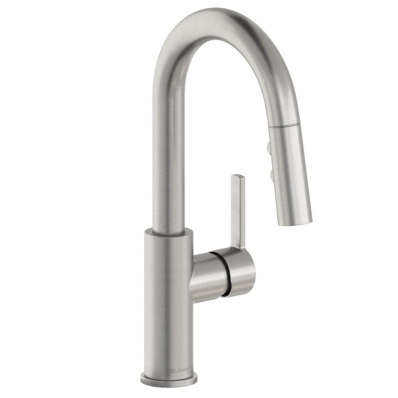 Lustrous Steel Single Hole Bar Faucet with Pull-Down Spray