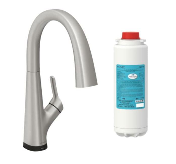 Lustrous Steel Single Handle Pull-Down Kitchen Faucet