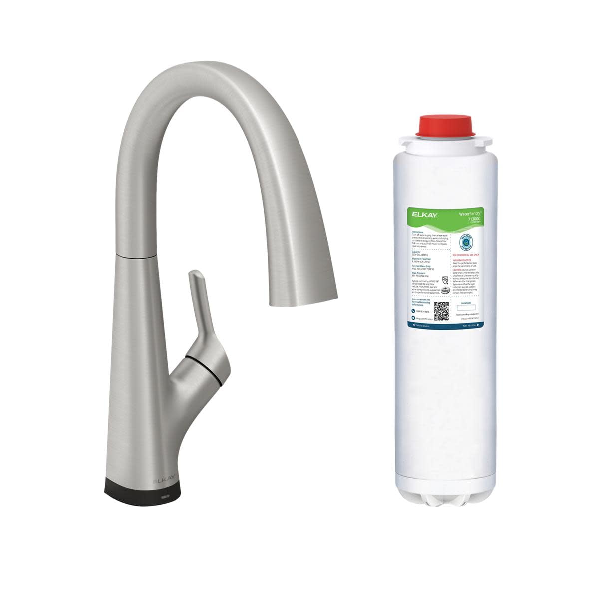 Lustrous Steel Single Handle Pull-Down Kitchen Faucet