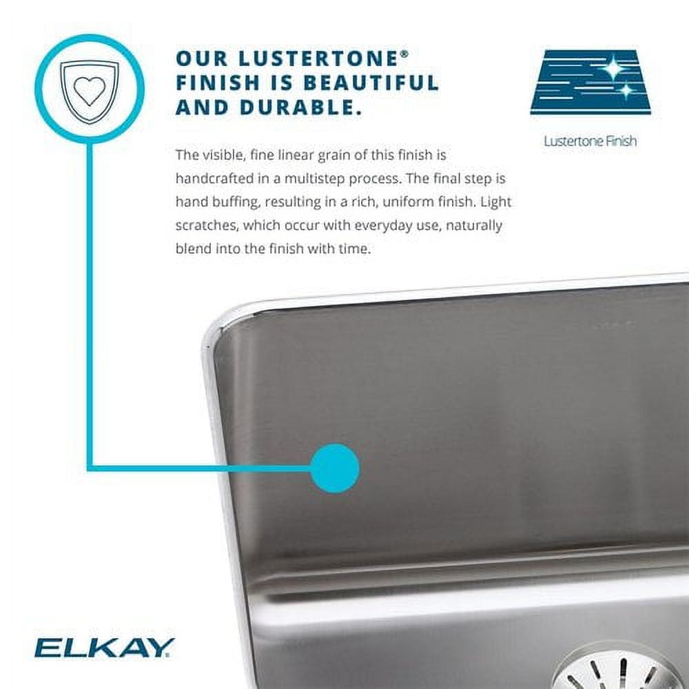 Elkay Lr1918 Lustertone 19" Drop In Single Basin Stainless Steel