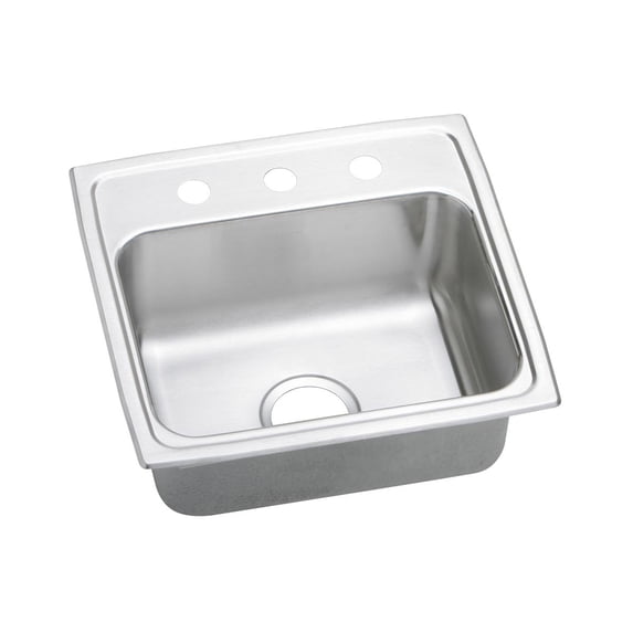 Elkay Lustertone Stainless Steel 19-1/2" x 19" x 7-1/2", Single Bowl Top Mount Sink