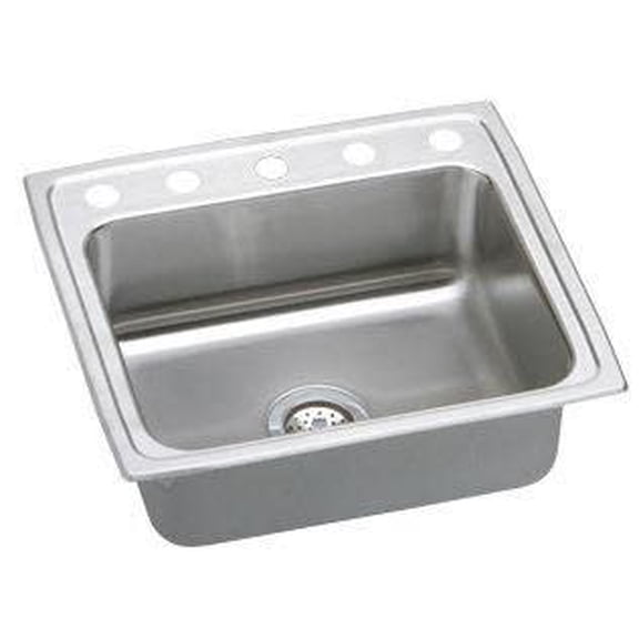Open Box Elkay Lr2219 Lustertone 22" Drop In Single Basin Stainless Steel Kitchen Sink - 5 Faucet