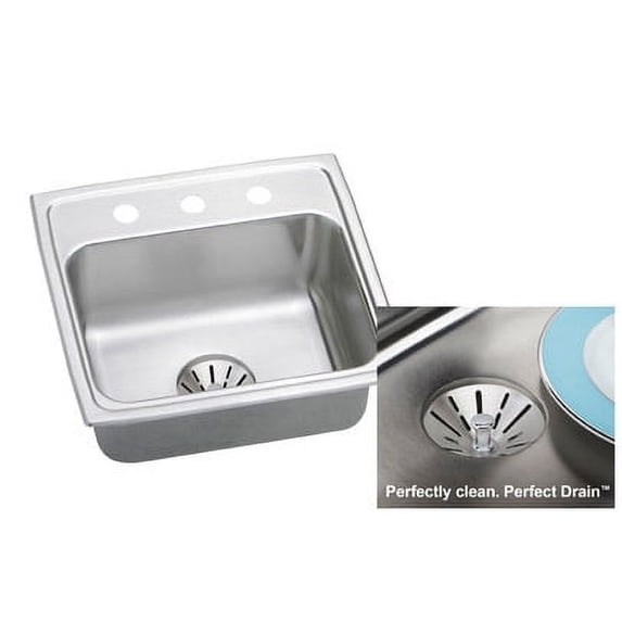 Elkay Lr2219pd Gourmet 22" Single Basin 18-Gauge Stainless Steel Kitchen Sink For Drop In
