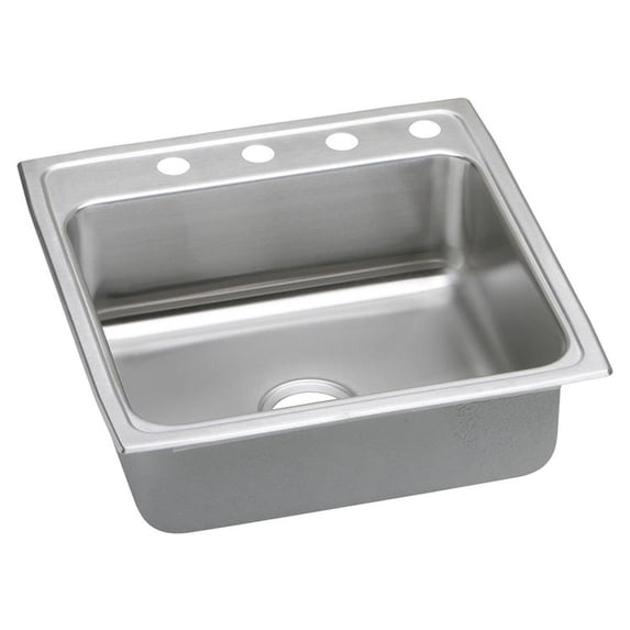Elkay LR22220 Lustertone Classic 22 x 22 x 7-5/8 Single Bowl Drop-In Sink, No Holes, Stainless