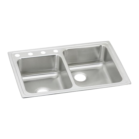 Elkay Lustertone Classic Stainless Steel 33" x 22" x 7-7/8", Offset Double Bowl Drop-in Sink