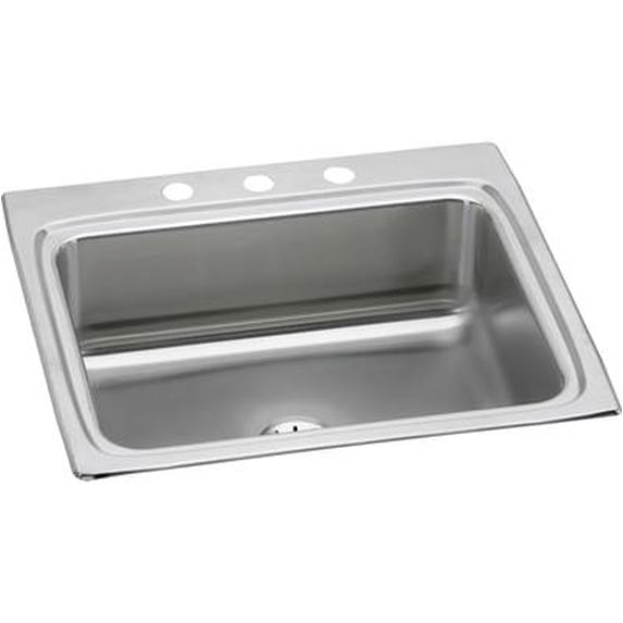 Elkay, LR2522PD3 , Elkay Lustertone Classic Stainless Steel 25" x 22" x 8-1/8", Single Bowl Drop-in Sink with Perfect Drain, Sinks