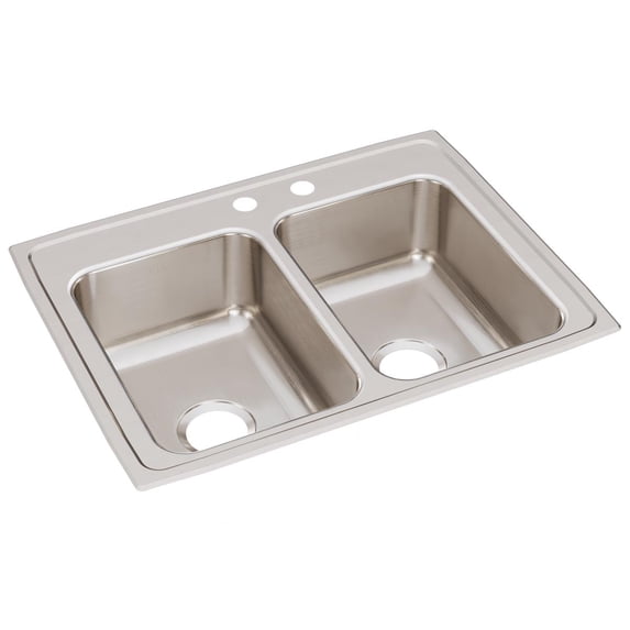 Elkay Lustertone Classic Stainless Steel 29" x 22" x 7-5/8", Equal Double Bowl Drop-in Sink