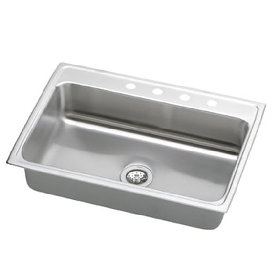 Elkay Lr3122 Lustertone 31" Drop In Single Basin Stainless Steel Kitchen Sink - 4 Faucet