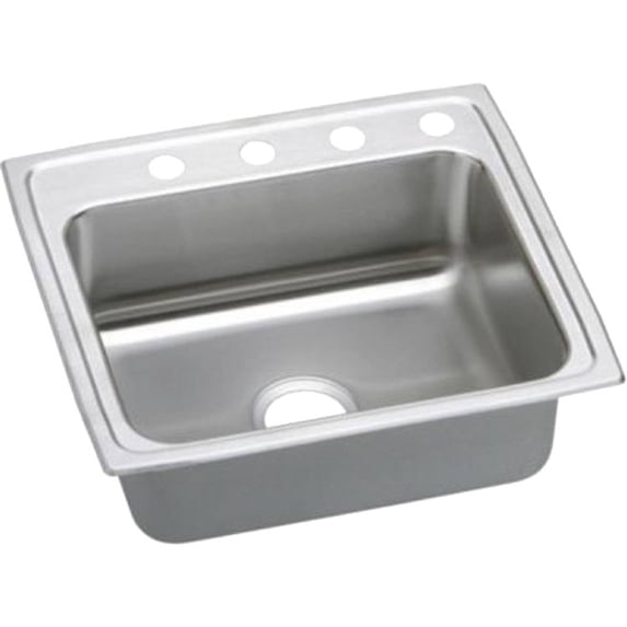 Elkay LRAD191860OS4 Lustertone Classic 19 x 18 x 6 Single Bowl Drop-in ADA Sink, OS4-Hole, Stainless
