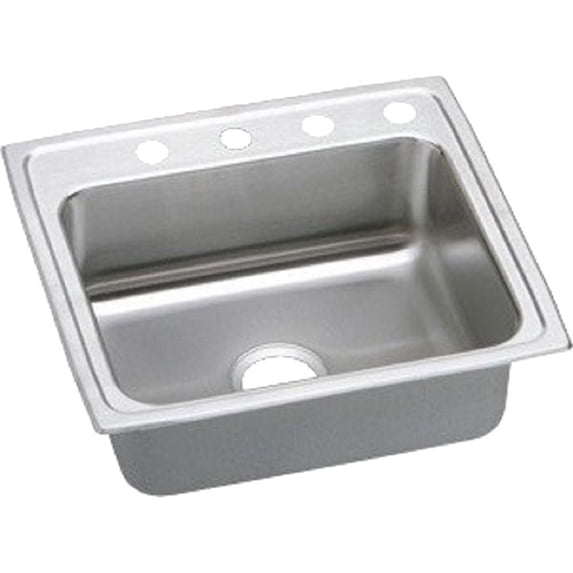 Elkay LRAD2219655 Lustertone Classic 22 x 19-1/2 x 6-1/2 Single Bowl Drop-in ADA Sink, 5 Holes, Stainless