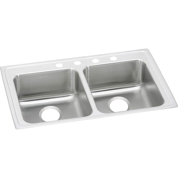 Elkay LRAD2922555 Gourmet 18 Gauge 29" x 22" x 5.5" Double Bowl Top Mount Kitchen Sink Lustertone