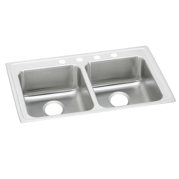 Elkay Lustertone Classic Stainless Steel 29" x 22" x 6-1/2", Equal Double Bowl Drop-in ADA Sink