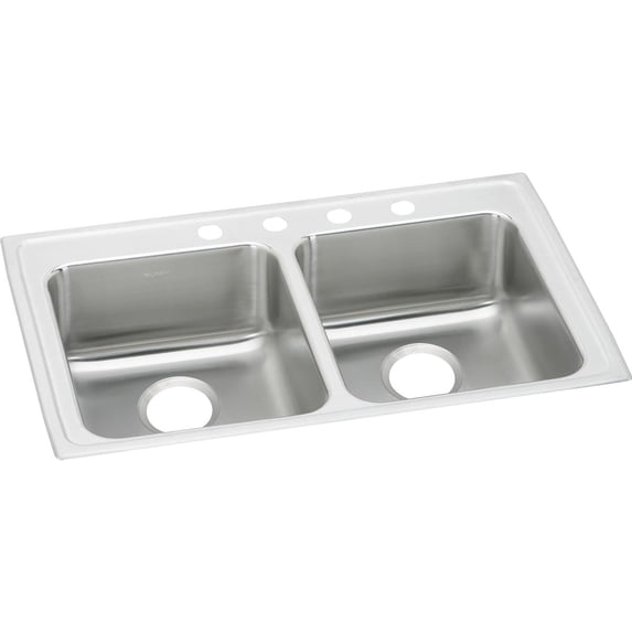 Elkay Lustertone Classic Stainless Steel 33" x 19-1/2" x 5", Equal Double Bowl Drop-in ADA Sink