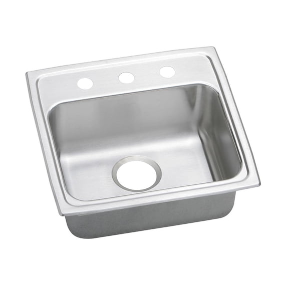Elkay Lustertone Classic Stainless Steel 19-1/2" x 19" x 6", 3-Hole Single Bowl Drop-in ADA Sink with Quick-clip