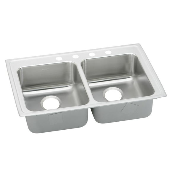 Elkay Lustertone Classic Stainless Steel 33" x 19-1/2" x 5-1/2", Equal Double Bowl Drop-in ADA Sink