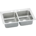 thumbnail image 1 of Elkay LRQ33193 Lustertone Classic 33 x 19-1/2 x 7-5/8 Equal Double Bowl Drop-In Sink w/ Quick-clip, 3 Holes, Stainless, 1 of 2