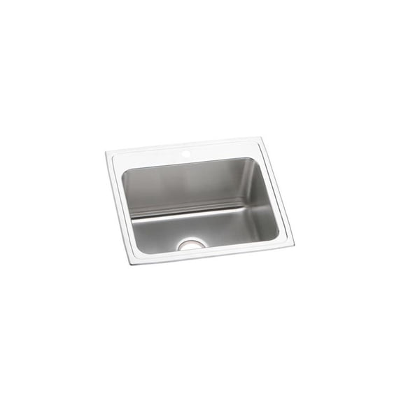 Elkay DLR2521101 Lustertone Classic 25 x 21-1/4 x 10-1/8 Single Bowl Drop-In Sink, 1 Hole, 18-Gauge Stainless
