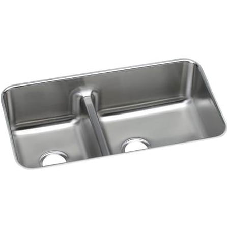 Elkay Lustertone Classic Stainless Steel 32-1/16" x 18-1/2" x 9", 40/60 Double Bowl Undermount Sink with Aqua Divide