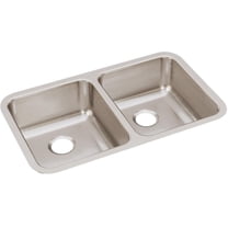 Elkay Lustertone Classic Stainless Steel 30-3/4" x 18-1/2" x 7-7/8", Equal Double Bowl Undermount Sink