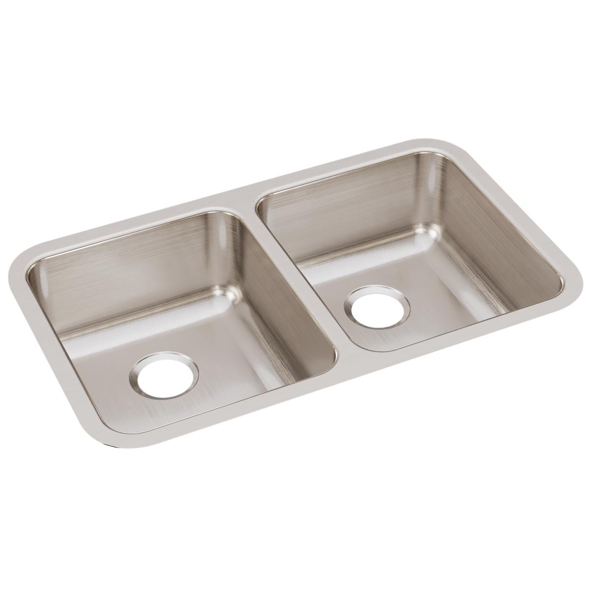 Lustrous Satin Stainless Steel Double Basin Undermount Kitchen Sink
