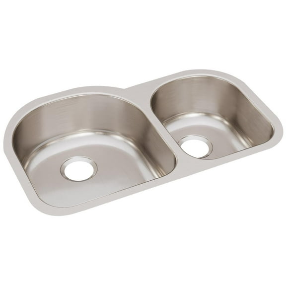 Elkay Lustertone Classic Stainless Steel 31-1/4" x 20" x 7-1/2", Offset 60/40 Double Bowl Undermount Sink