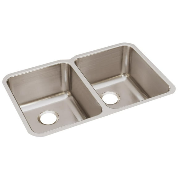 Elkay Lustertone Classic Stainless Steel 31-1/4" x 20" x 9-7/8", Equal Double Bowl Undermount Sink