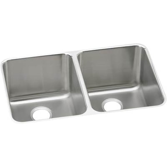 Elkay Lustertone Classic Stainless Steel 31-1/4" x 20" x 9-7/8", Equal Double Bowl Undermount Sink