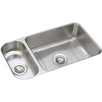Elkay Lustertone Classic Stainless Steel 32-1/4" x 18-1/4" x 7-3/4", 30/70 Double Bowl Undermount Sink Kit