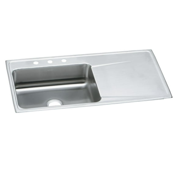 Elkay Lustertone Classic Stainless Steel 43" x 22" x 7-5/8", Single Bowl Drop-in Sink with Drainboard