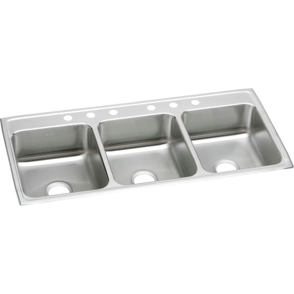 Elkay Lustertone Classic Stainless Steel 46" x 22" x 7-5/8", Triple Bowl Drop-in Sink
