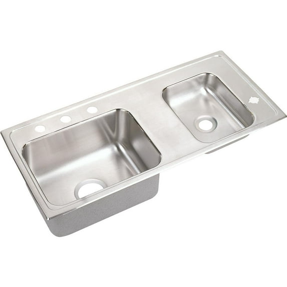 Elkay Lustertone Stainless Steel 37-1/4" x 17" x 4-1/2", Double Bowl Top Mount Classroom ADA Sink