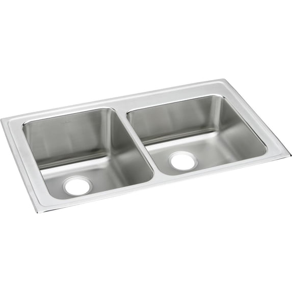 Elkay Lustertone Classic Stainless Steel 37" x 22" x 10", Offset Double Bowl Drop-in Sink
