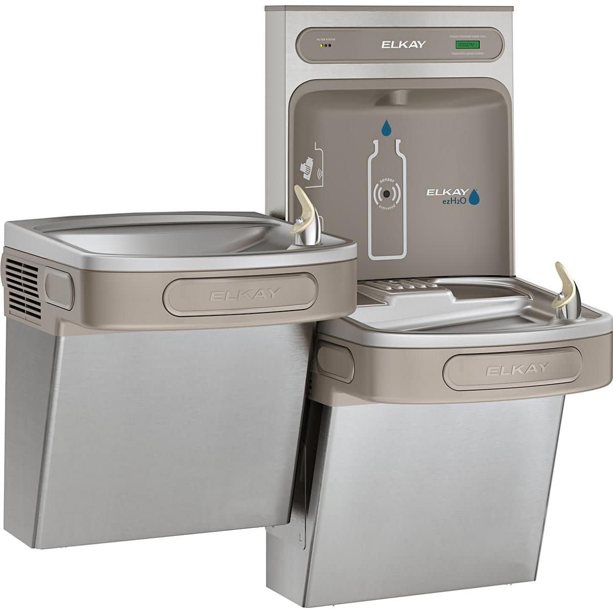 Elkay LZSTL8WSSK EZH2O Filling Station & Versatile Bi-Level ADA Water Cooler, Filtered 8 GPH