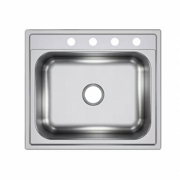 Elkay Pergola 25" Drop-In Single Bowl Stainless Steel Kitchen Sink, 20-Gauge, 4-Hole, Center Drain, Sound Dampening