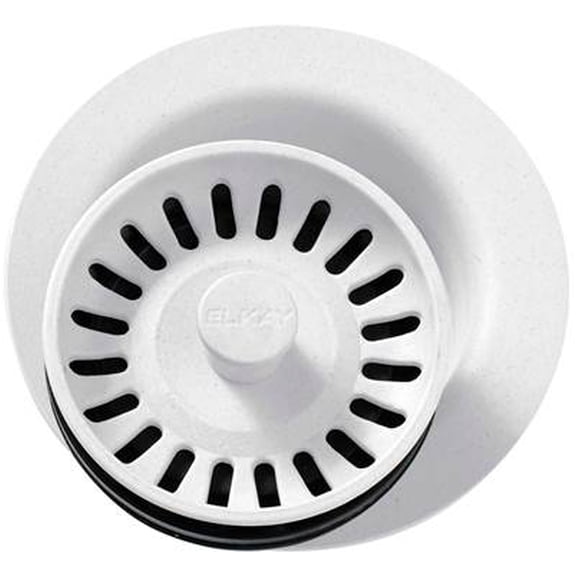 Elkay LKQD35WH 3.5 in. Polymer Disposer Flange with Removable Basket Strainer & Rubber Stopper - White