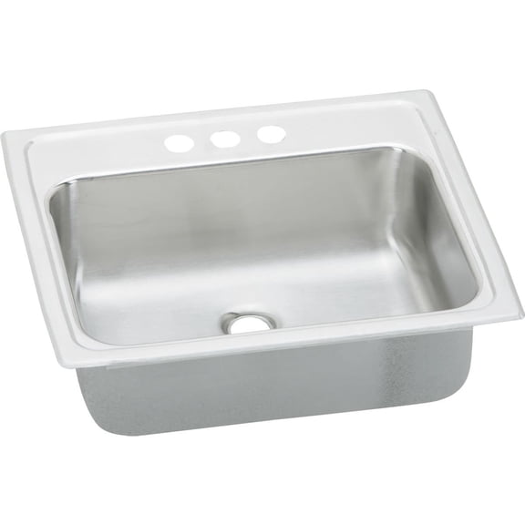 Open Box Elkay Pslvr1917lo Asana 19" Single Basin Drop In Stainless Steel Kitchen Sink - 2 Faucet