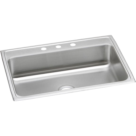 Elkay, Gourmet Pacemaker, Single Bowl Top Mount Sink with 3 Faucet Holes, PSR31223, Stainless Steel
