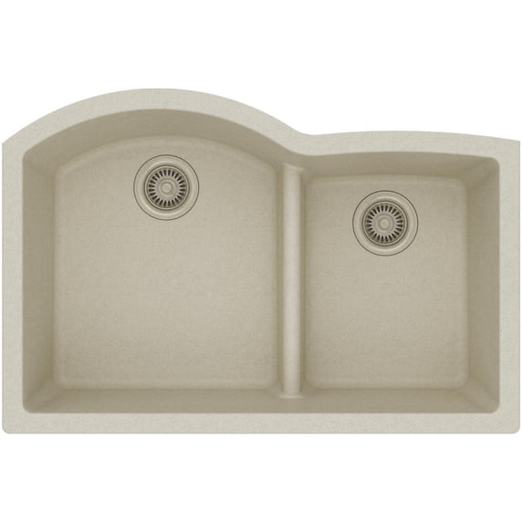 Elkay Quartz 33" Double Basin Undermount Sink with Aqua Divide, Bisque
