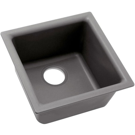 Elkay Quartz Classic 15-3/4" x 15-3/4" x 7-11/16", Single Bowl Dual Mount Bar Sink, Greystone