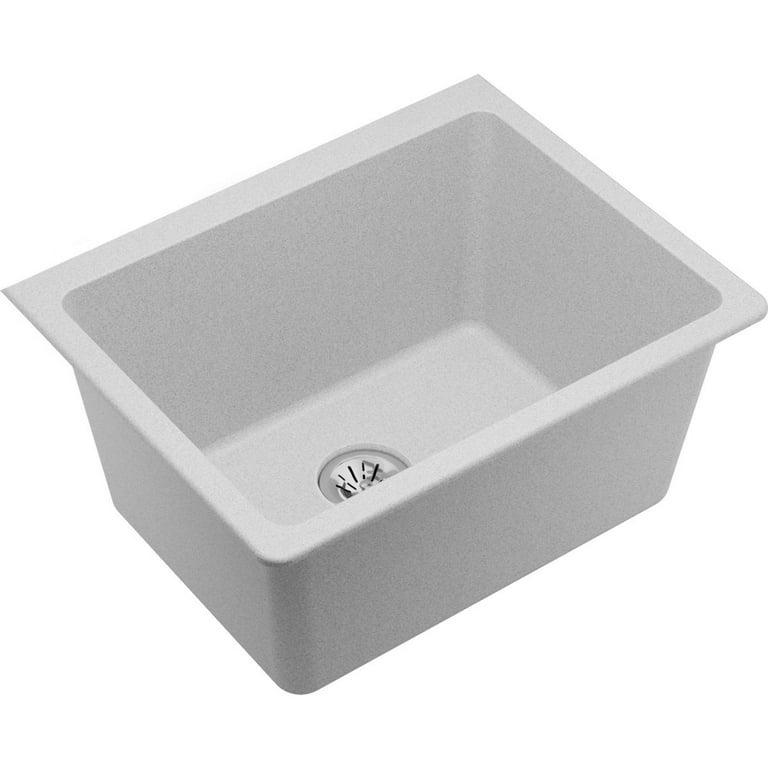 Quartz Classic Perfect Drain Drop-In 25 in. Laundry Sink in White Quartz Classic Perfect Drain Drop-In 25 in. Laundry Sink in White
