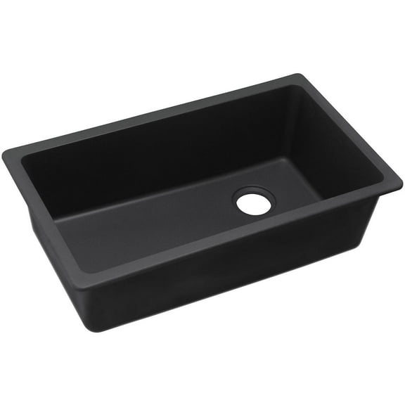 Elkay Quartz Classic 33" x 18-3/4" x 9-1/2", Single Bowl Undermount Sink, Black Black