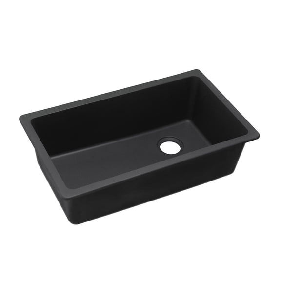 Elkay Quartz Classic 33" x 18-3/4" x 9-1/2", Single Bowl Undermount Sink, Black Black