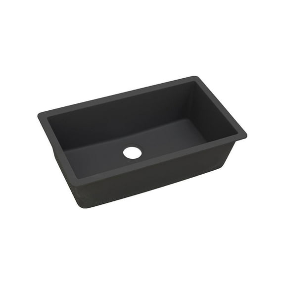 Elkay Quartz Classic 33" x 18-7/16" x 9-7/16", Single Bowl Undermount Sink, Black Black