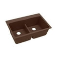 thumbnail image 1 of Elkay Quartz Classic 33" x 22" x 10", Equal Double Bowl Drop-in Sink with Aqua Divide, Mocha, 1 of 2