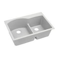 thumbnail image 1 of Elkay Quartz Classic 33" x 22" x 10", Offset 60/40 Double Bowl Drop-in Sink with Aqua Divide, White, 1 of 2