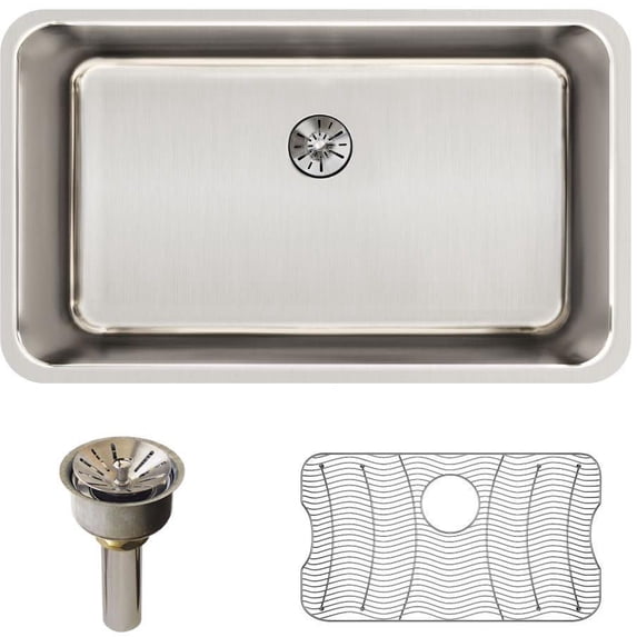 Elkay SS 30.5x18.5x10 Single UMnt Sink Kit+PD